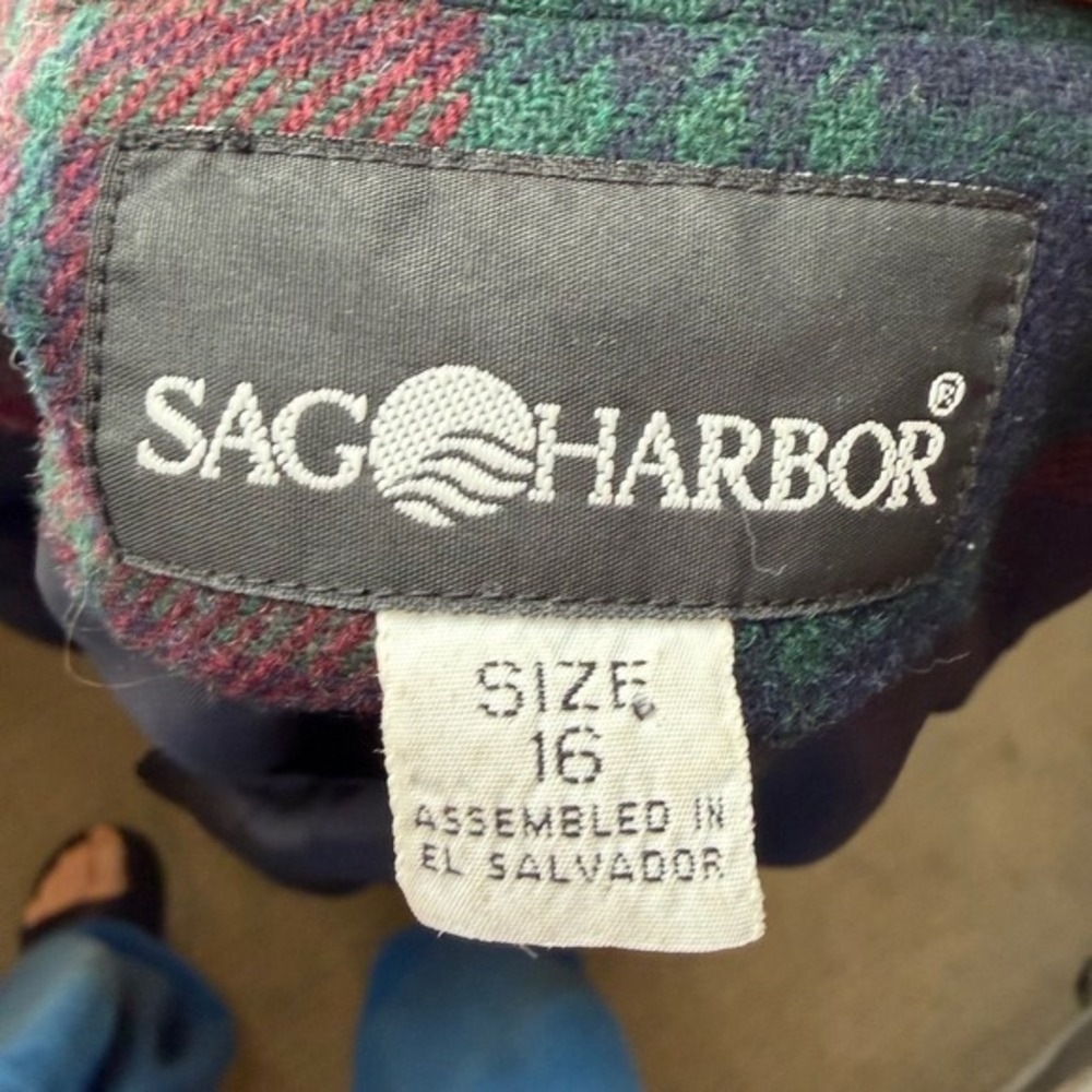Vintage Sag Harbor Plaid Wool Blazer Dark Academia Preppy 90s Tartan Jacket 16 - Picture 12 of 13
